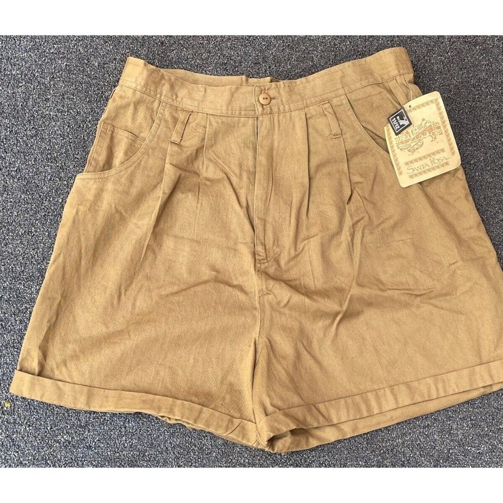 Santa Rosa Womens Vtg Mom Shorts High Rise Pleated Cuffed Legs Sz 11/12 Tan NWT